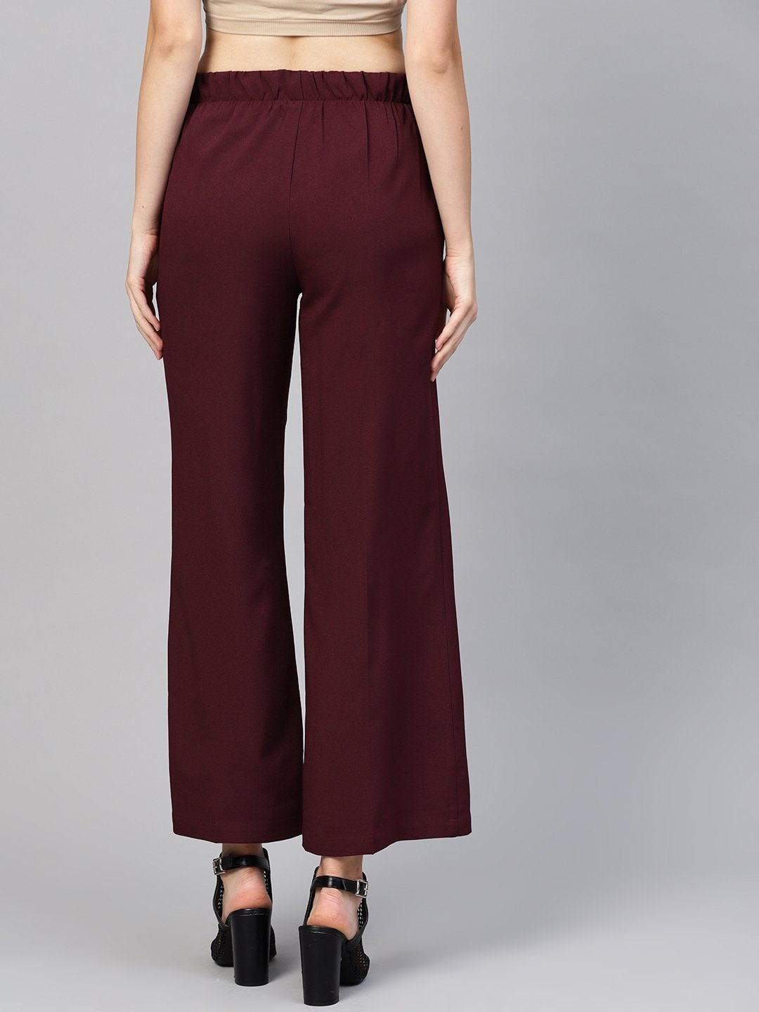 Women's Burgundy Palazzo Pants - SASSAFRAS