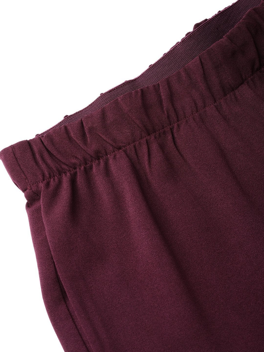 Women's Burgundy Palazzo Pants - SASSAFRAS