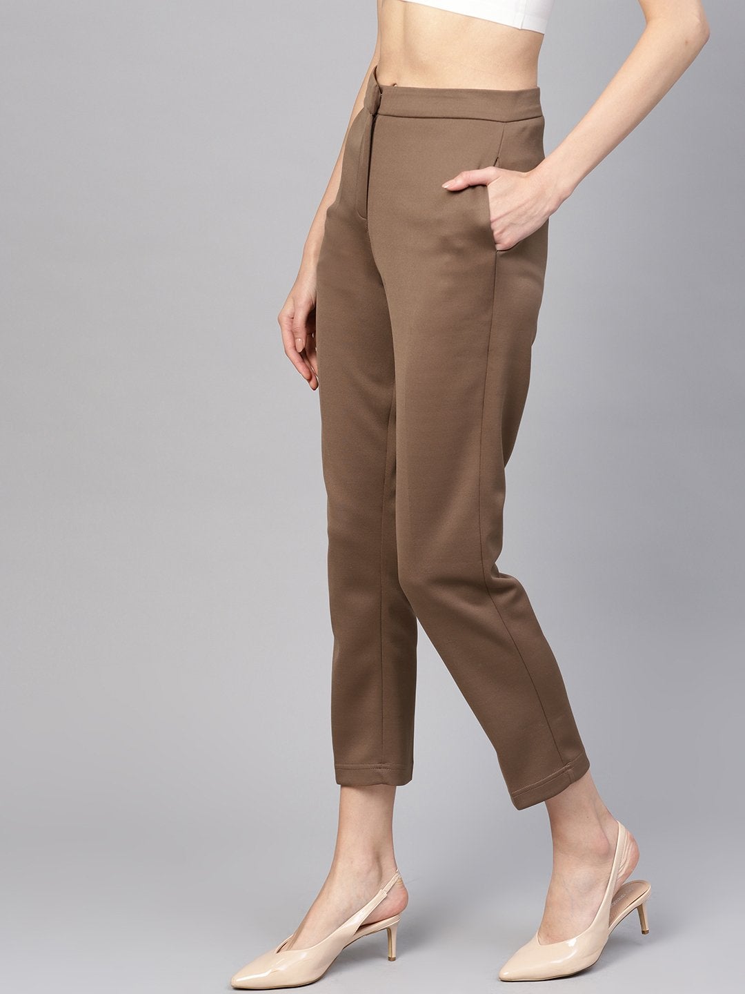 Women's Brown Tapered Pant - SASSAFRAS