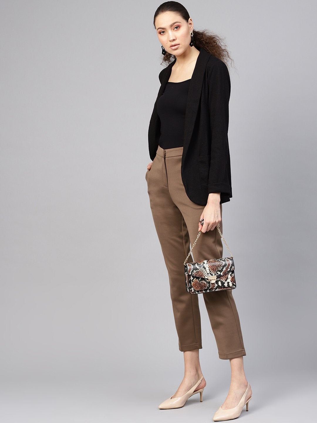 Women's Brown Tapered Pant - SASSAFRAS