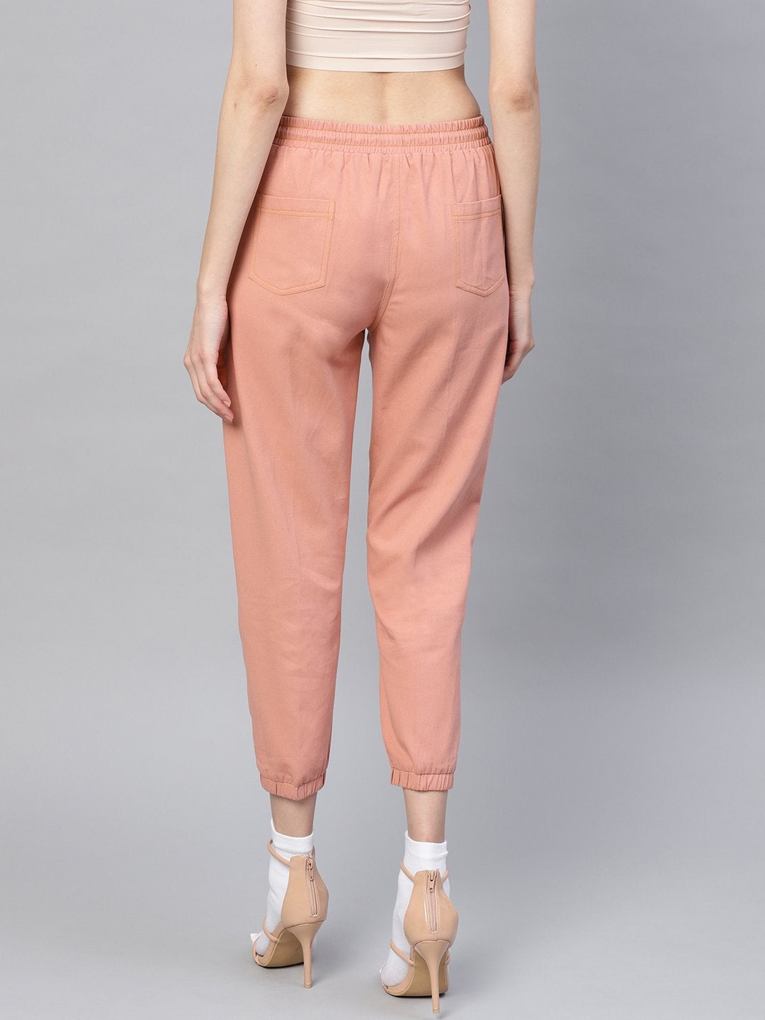 Women's Pink Denim Joggers - SASSAFRAS