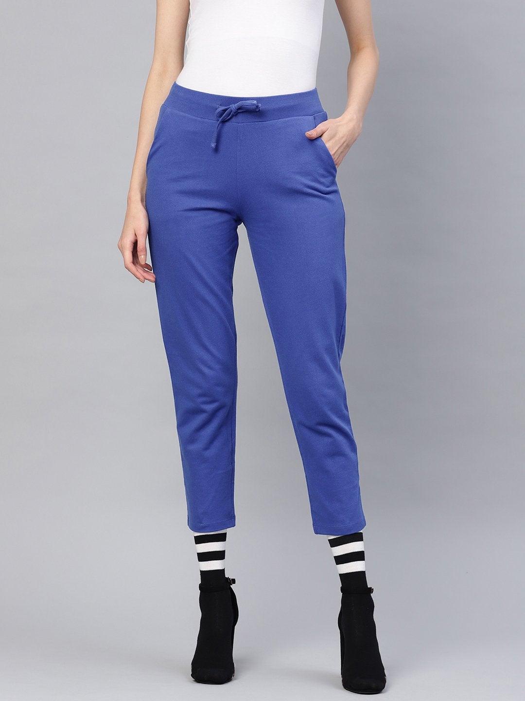 Women's Royal Blue Drawstring Pants - SASSAFRAS