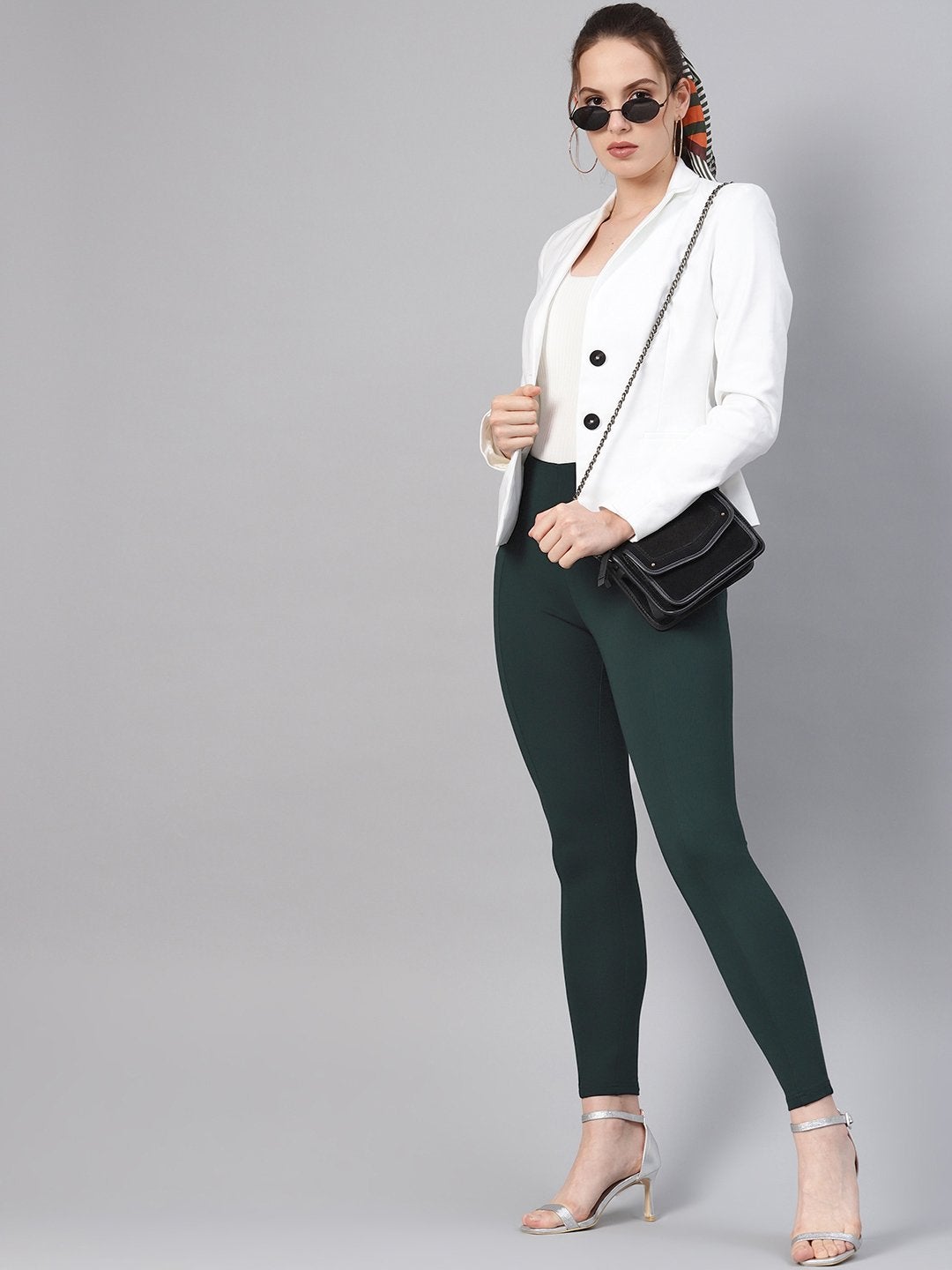 Women's Emerald Green Pintuck Jegging - SASSAFRAS