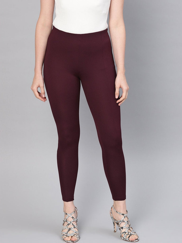 Women's Burgundy Pintuck Jegging