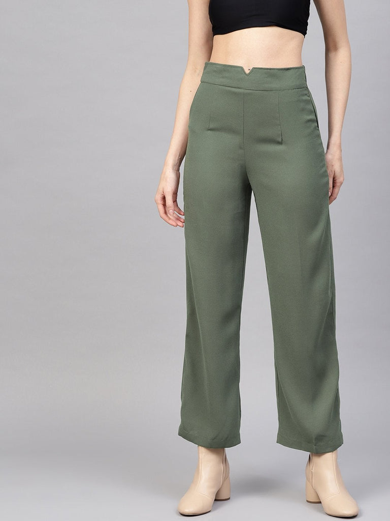 Women's Olive Side Zipper Pant