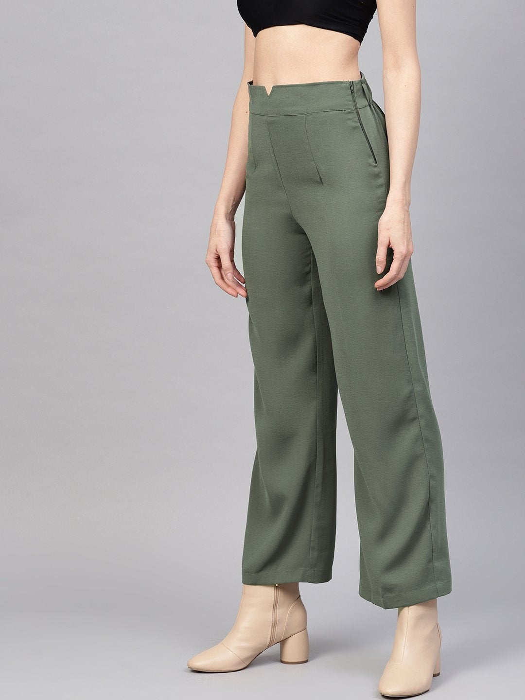 Women's Olive Side Zipper Pant
