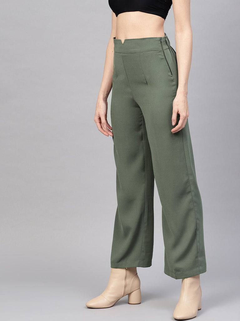 Women's Olive Side Zipper Pant