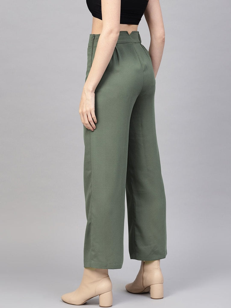 Women's Olive Side Zipper Pant