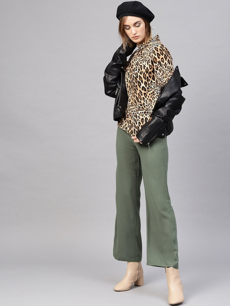 Women's Olive Side Zipper Pant