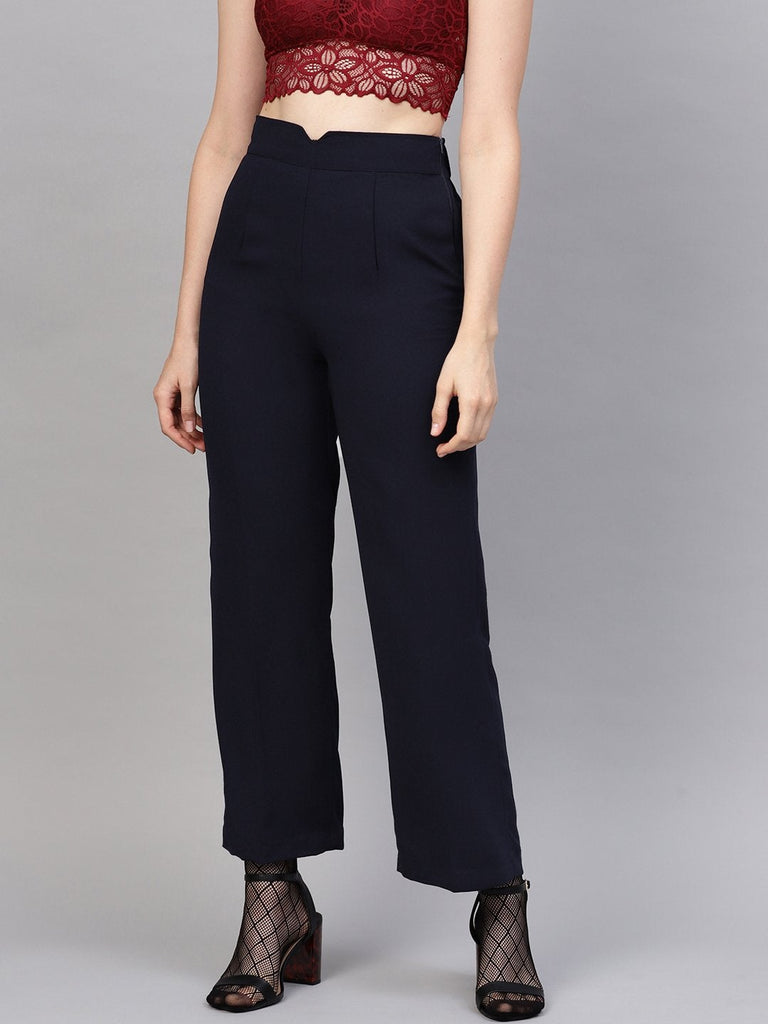 Women's Navy Side Zipper Pant