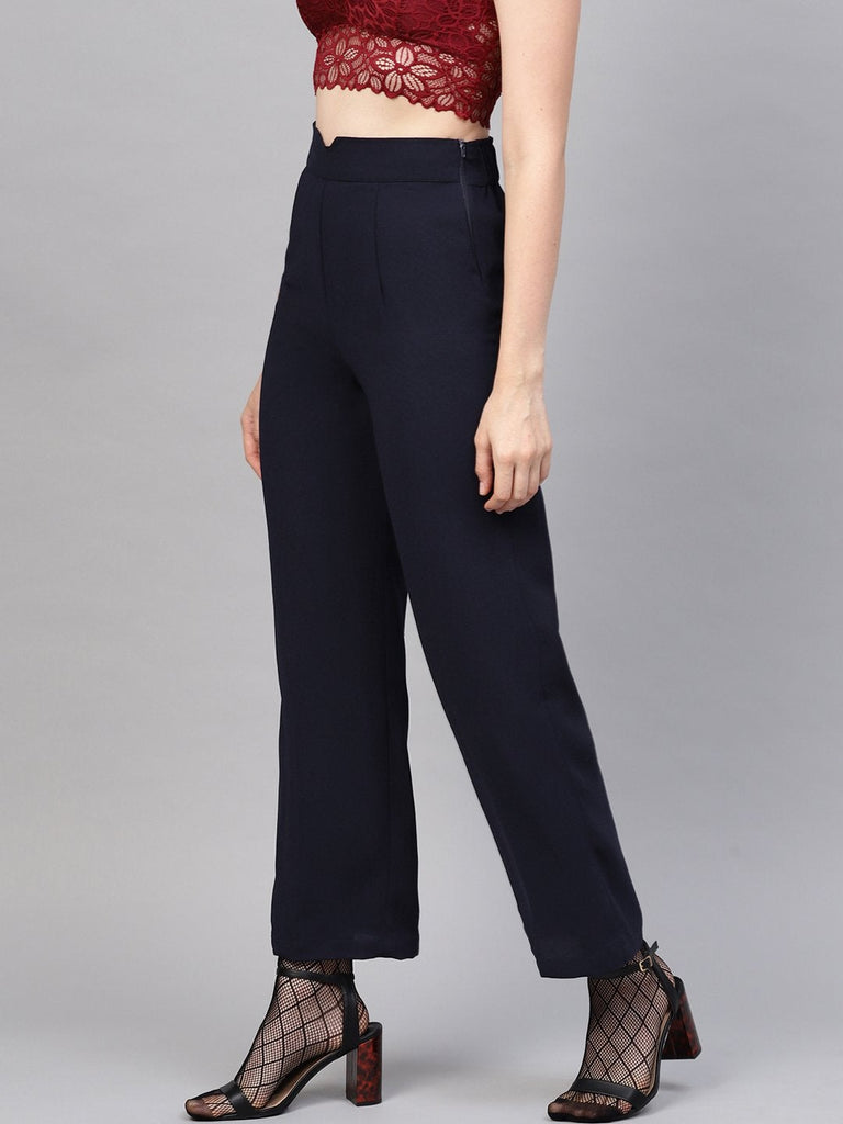 Women's Navy Side Zipper Pant