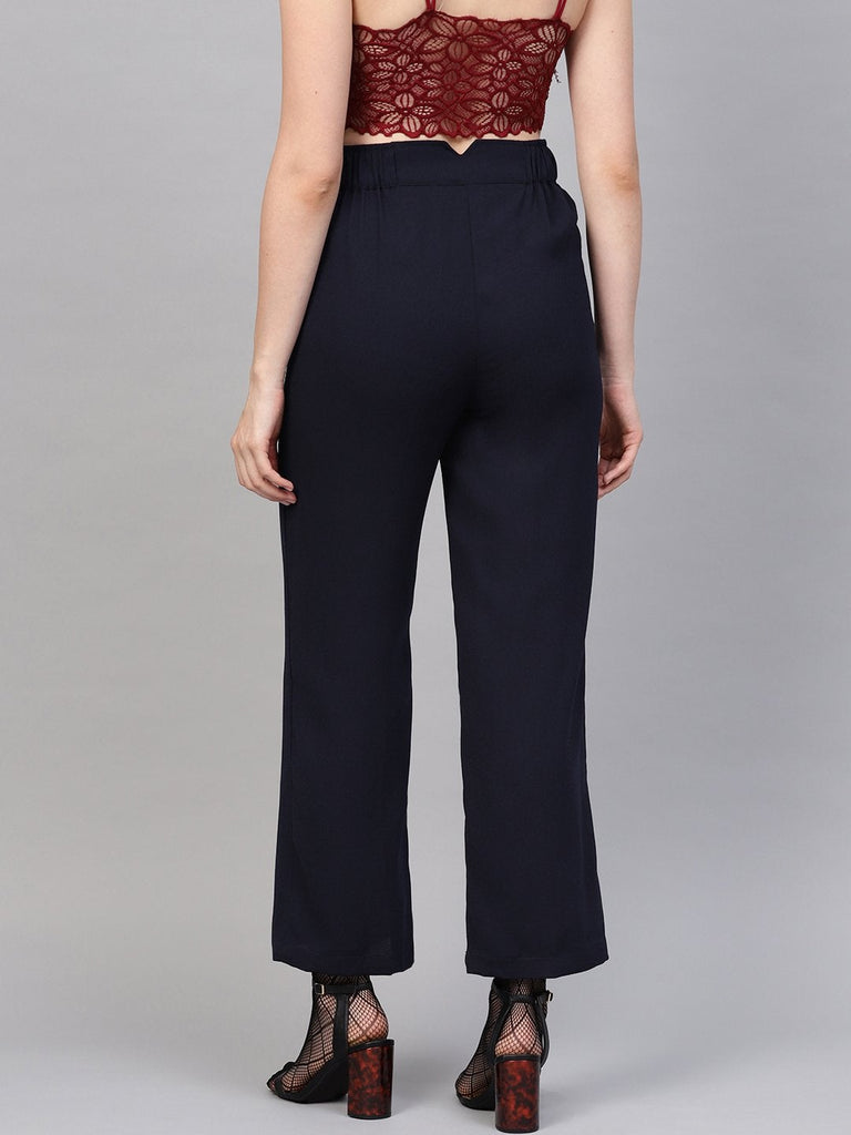 Women's Navy Side Zipper Pant