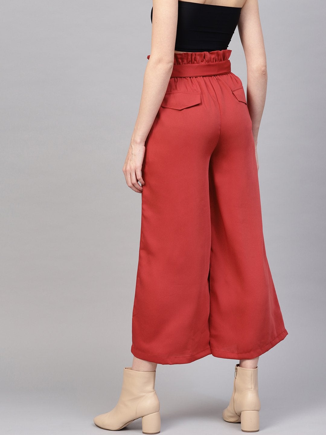 Women's Pink Paper Bag Palazzo Pants - SASSAFRAS