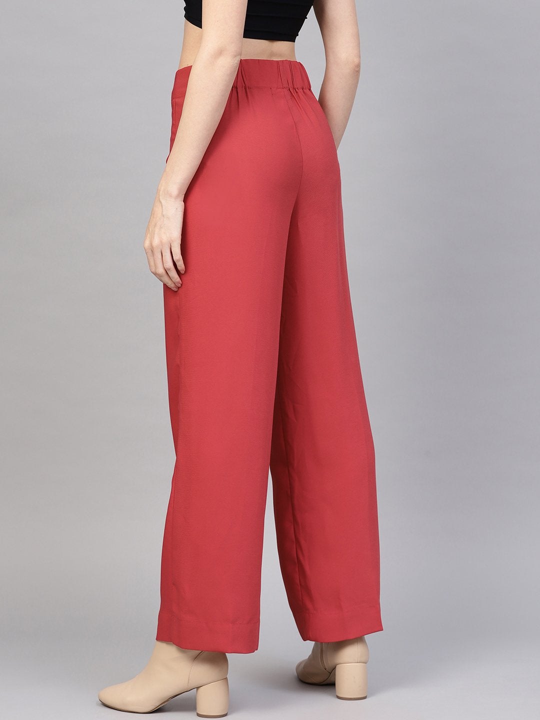 Women's Pink Front Button Palazzo Pants - SASSAFRAS