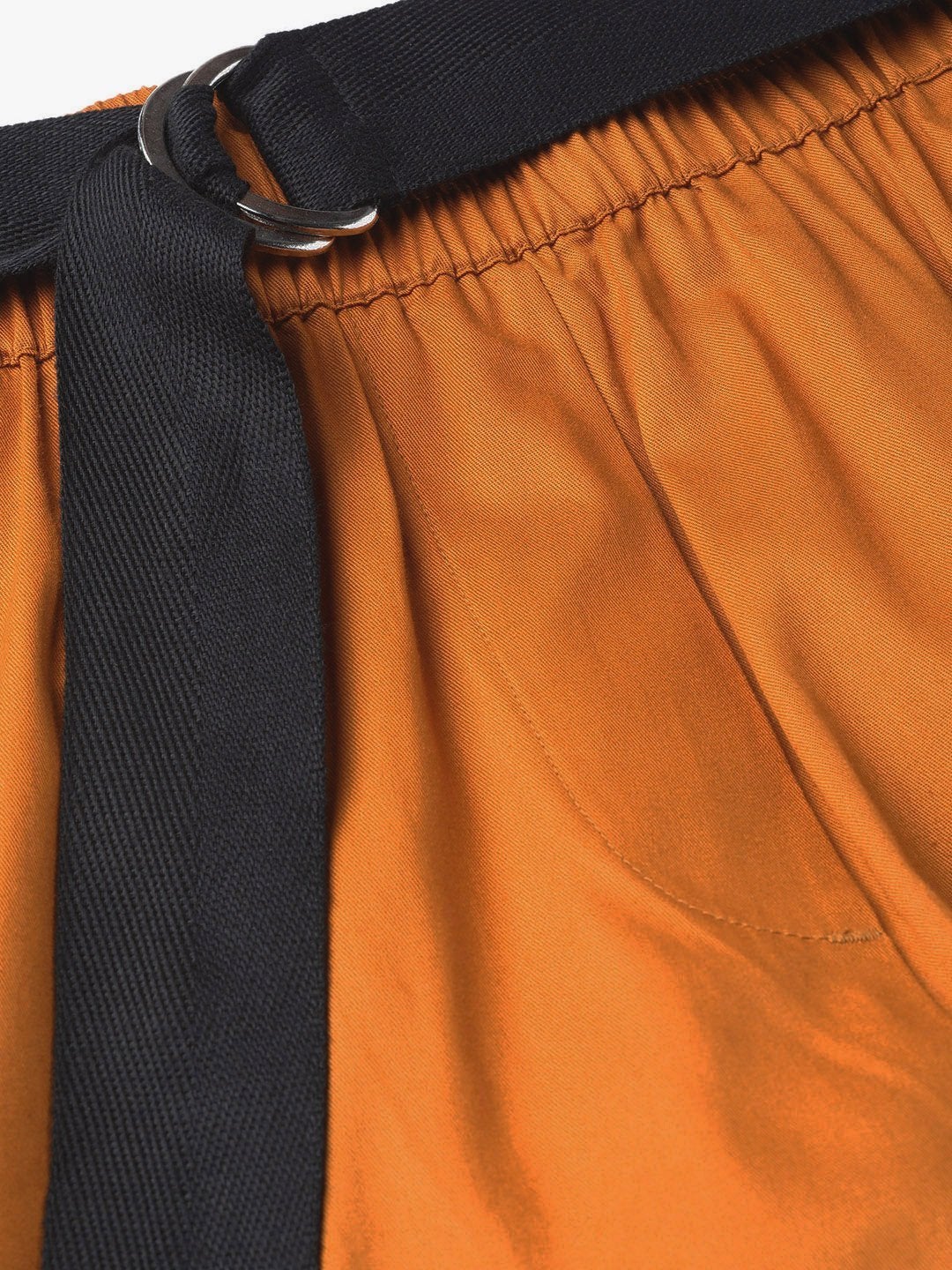 Women's Orange Tapered Belted Pants - SASSAFRAS