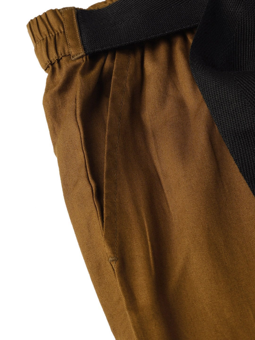 Women's Brown Tapered Belted Pants - SASSAFRAS