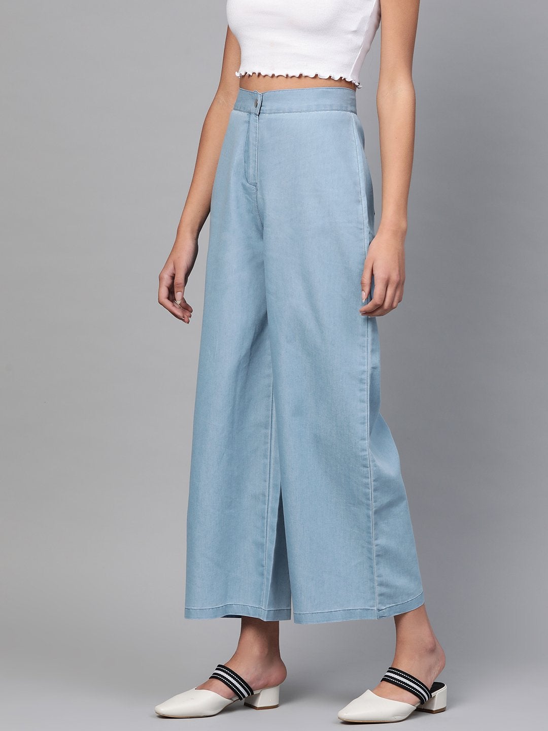 Women's Light Blue Denim Pants - SASSAFRAS