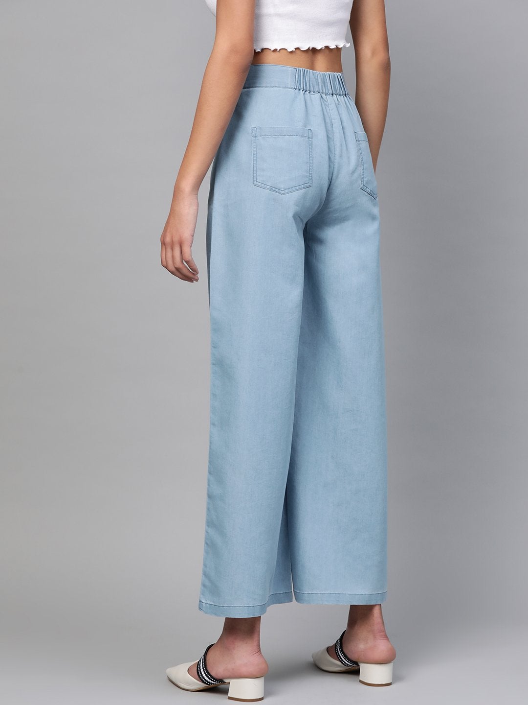 Women's Light Blue Denim Pants - SASSAFRAS