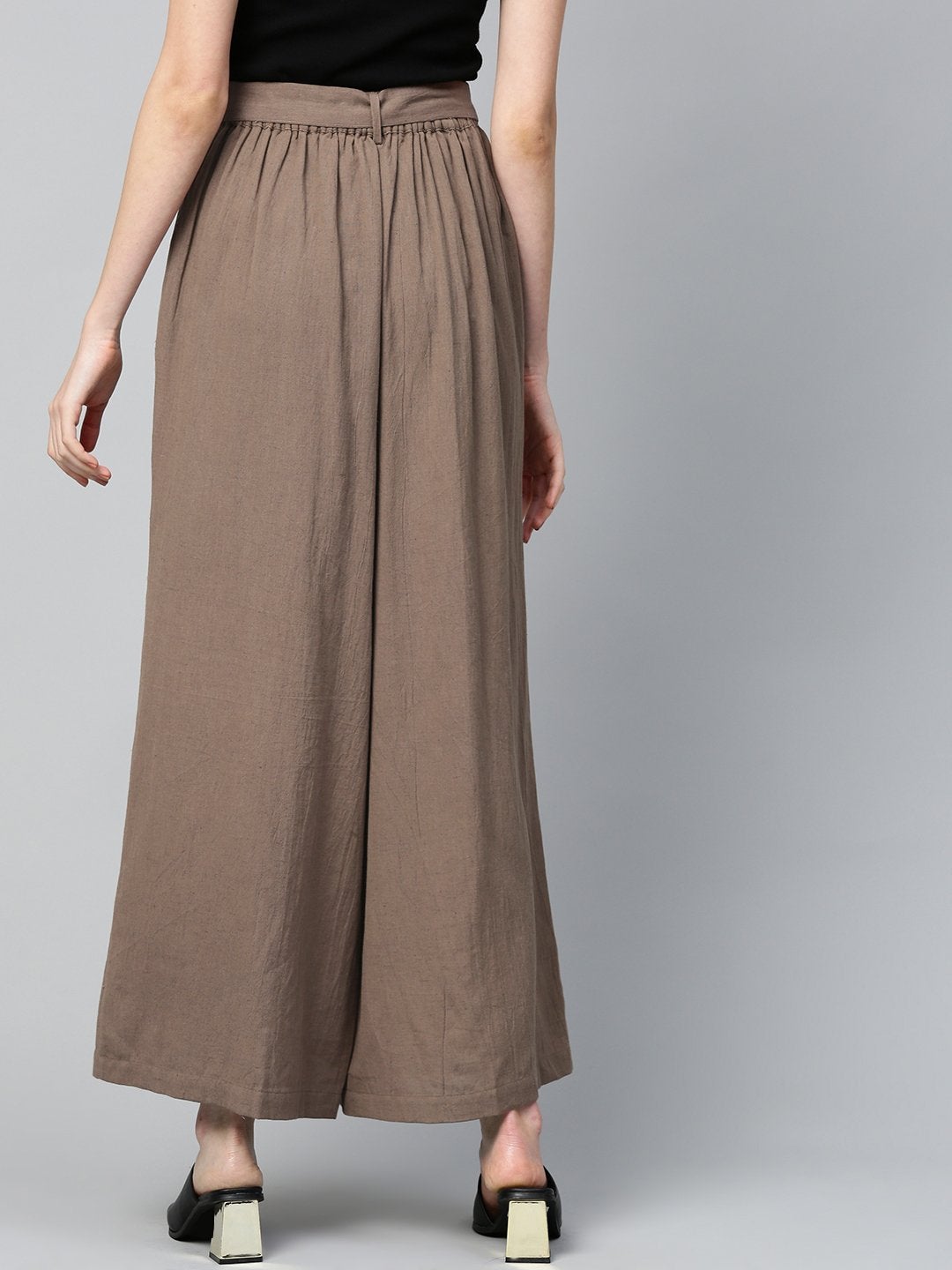 Women's Chocolate Brown Pleated Palazzo - SASSAFRAS