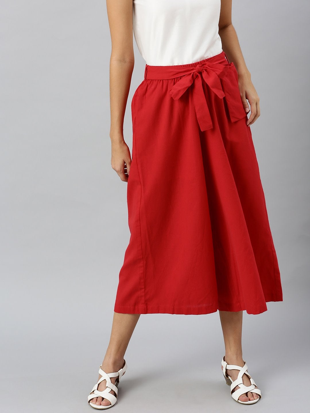 Women's Red Pocket Bag Flare Pant - SASSAFRAS