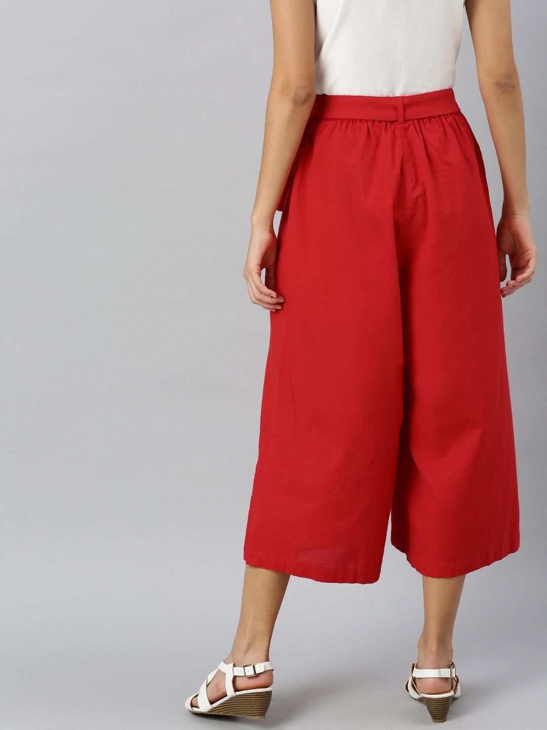 Women's Red Pocket Bag Flare Pant - SASSAFRAS