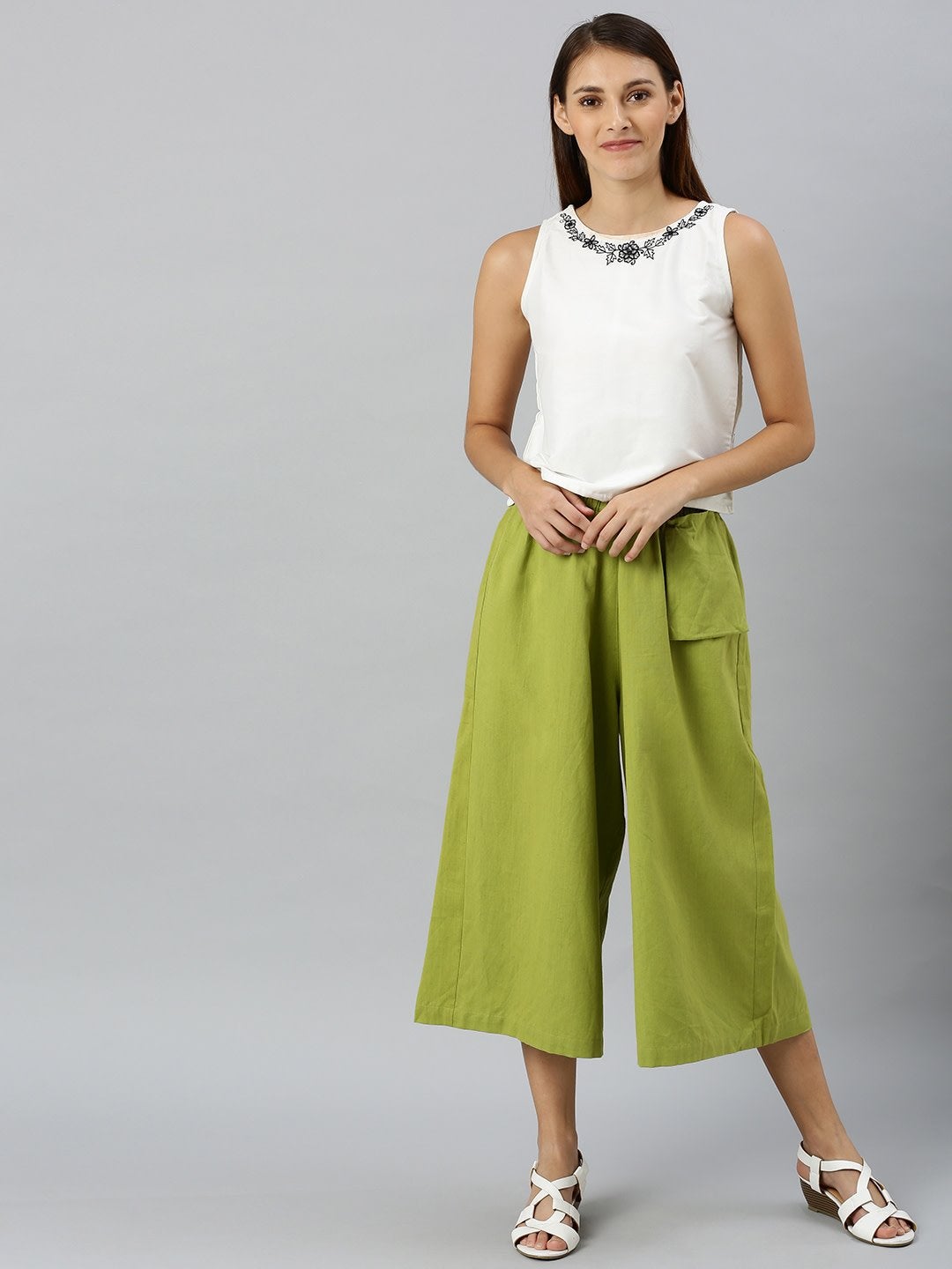 Women's Mint Green Pocket Bag Flare Pant - SASSAFRAS