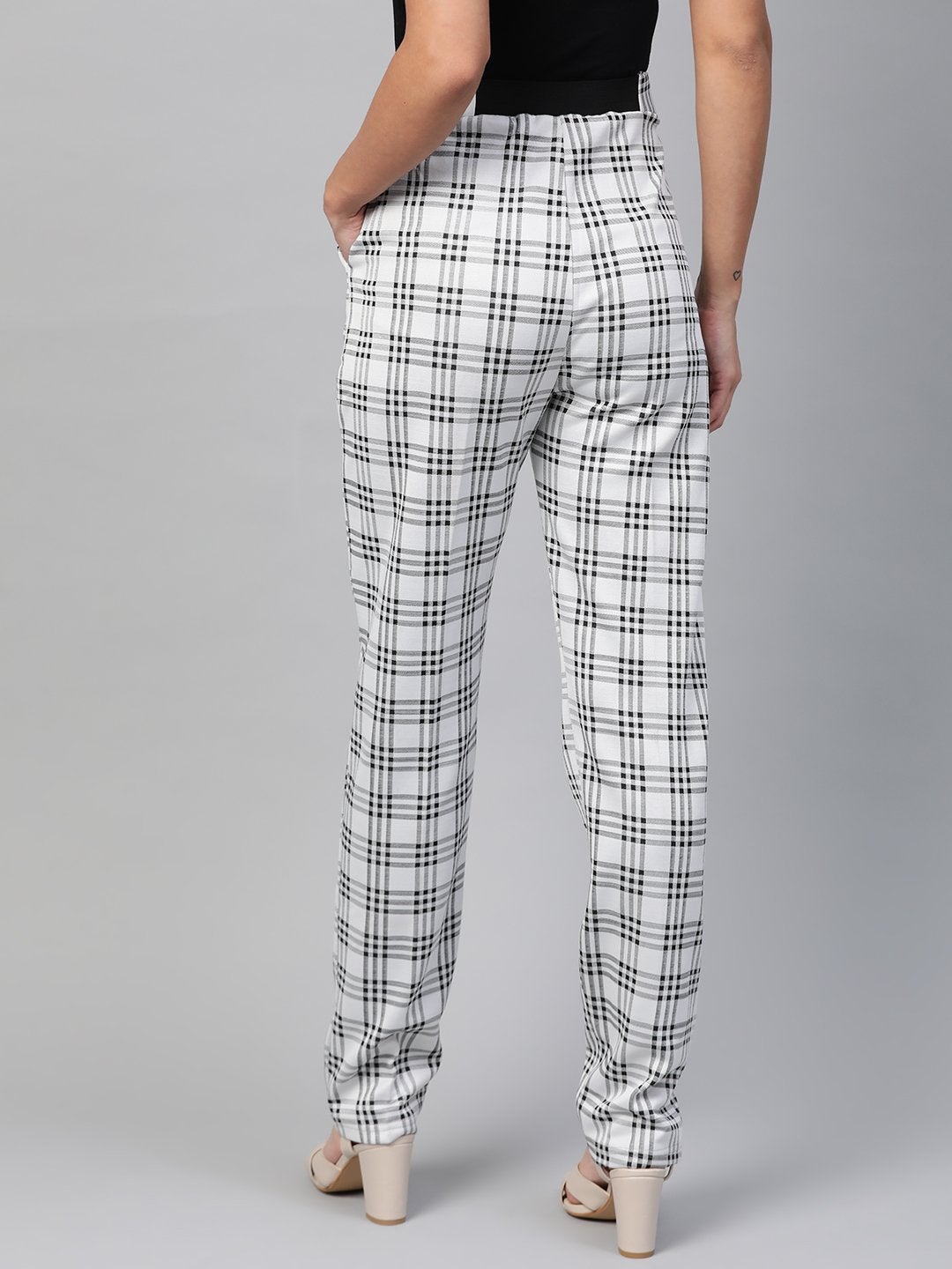 Women's Black & Grey Big Check Tapered Pant - SASSAFRAS