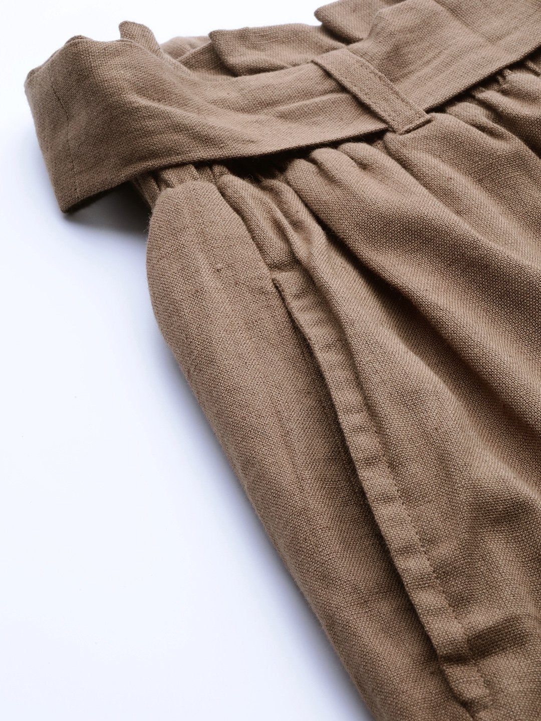 Women's Brown Belted Tapered Pants - SASSAFRAS