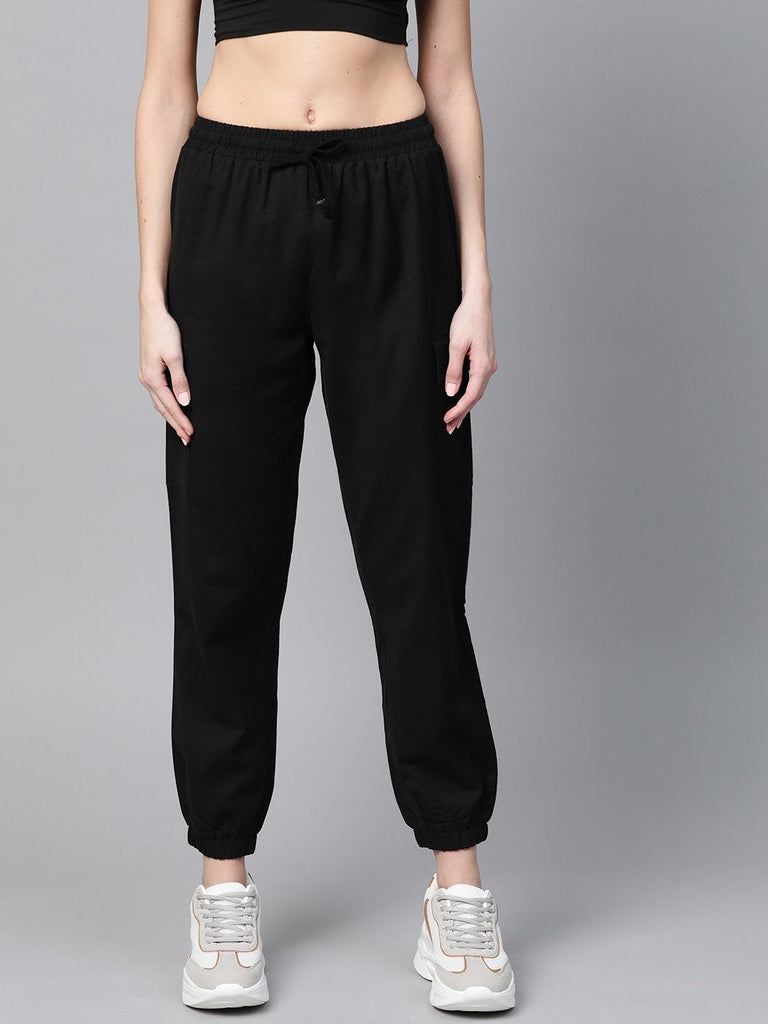 Women's Black Side Pocket Joggers