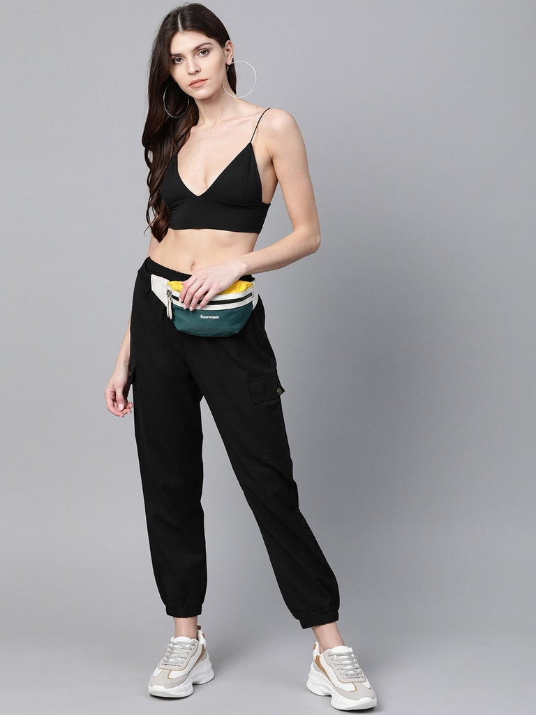 Women's Black Side Pocket Joggers