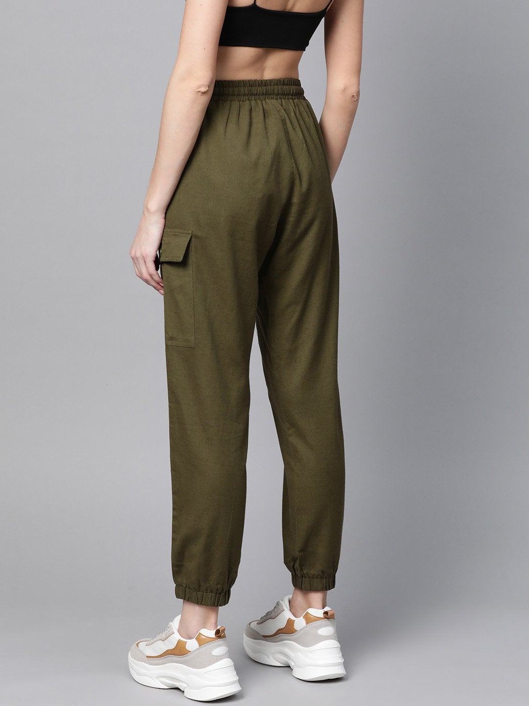 Women's Olive Side Pocket Joggers - SASSAFRAS