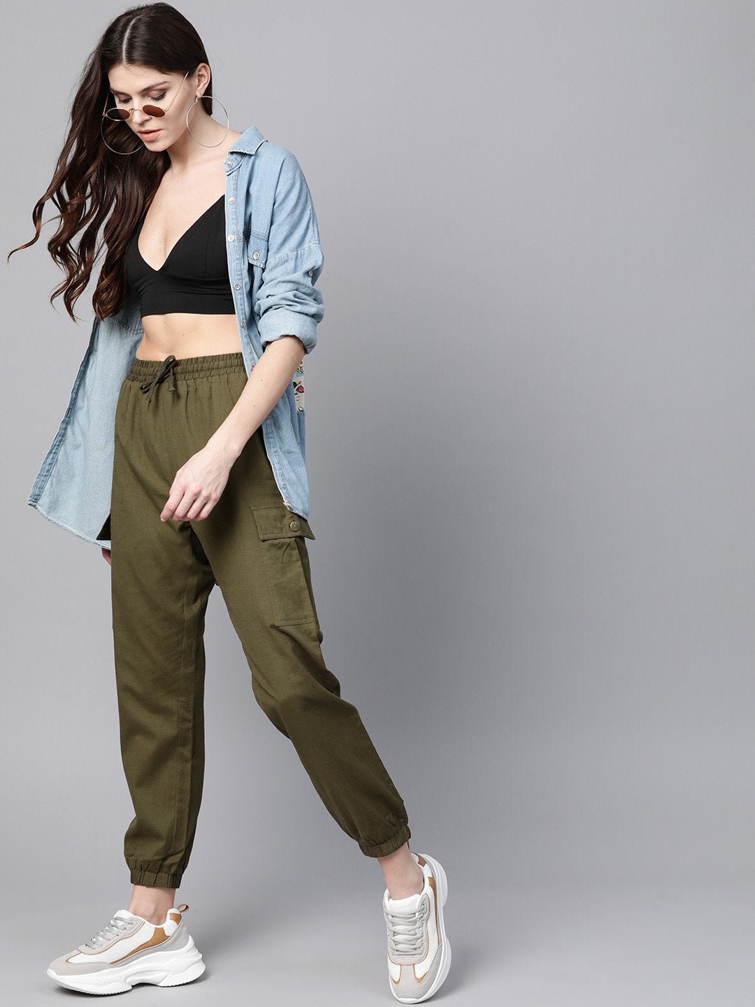 Women's Olive Side Pocket Joggers - SASSAFRAS