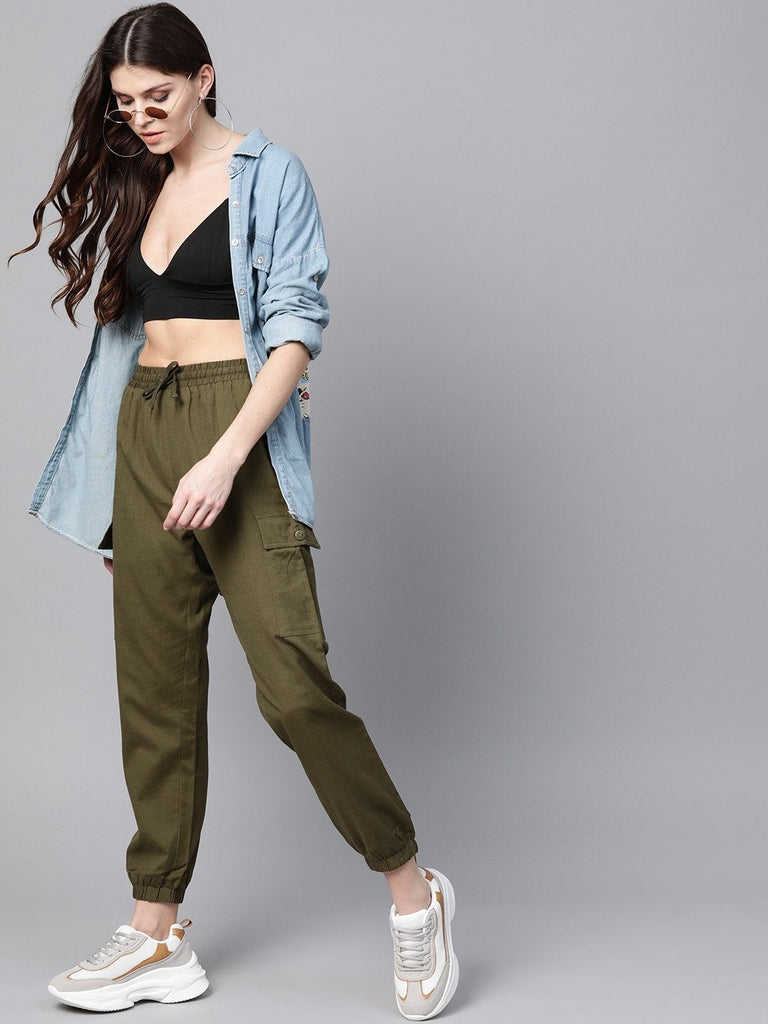 Women's Olive Side Pocket Joggers