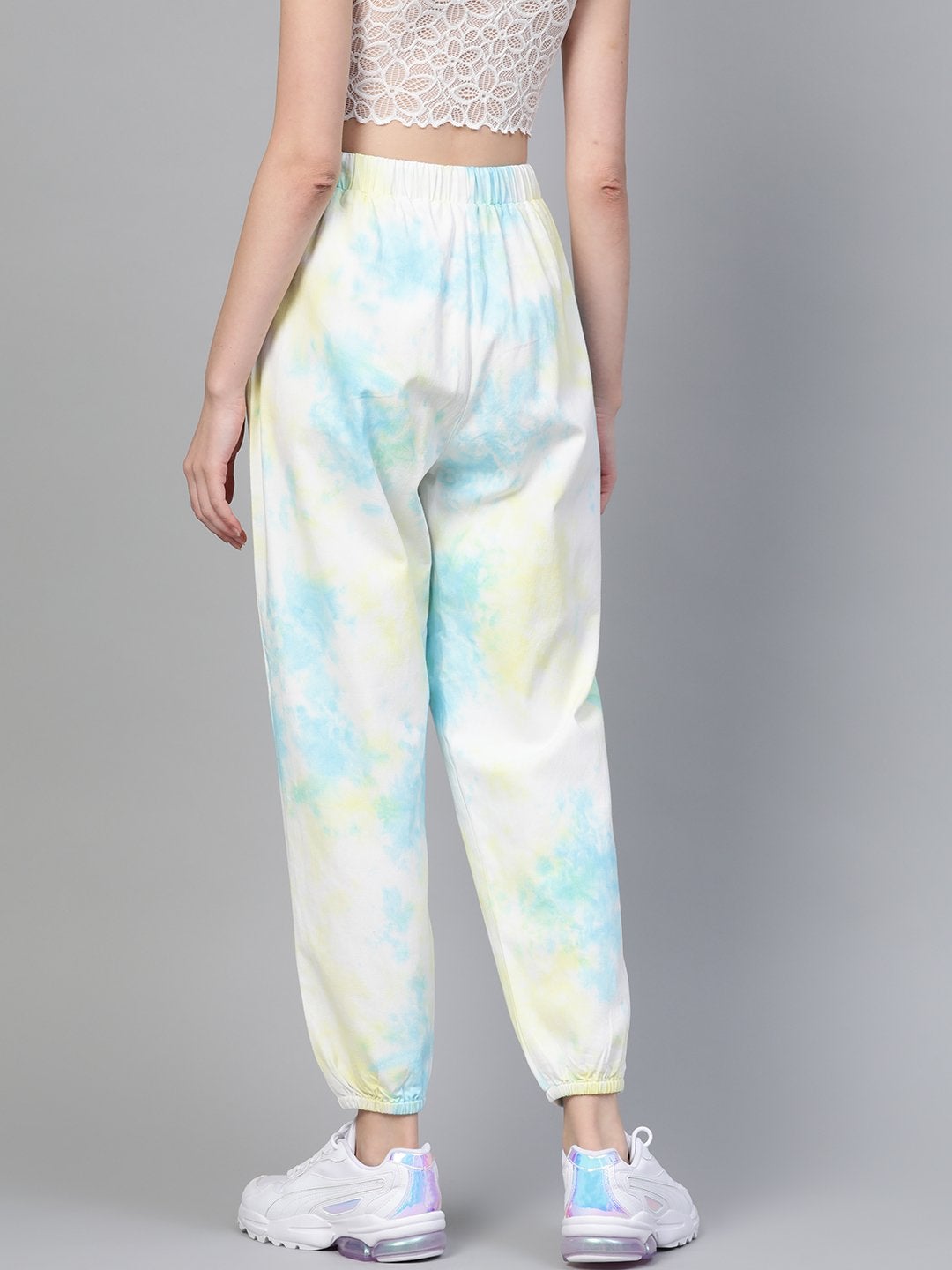 Women's Yellow & Blue Tie-Dye Twill Jogger - SASSAFRAS