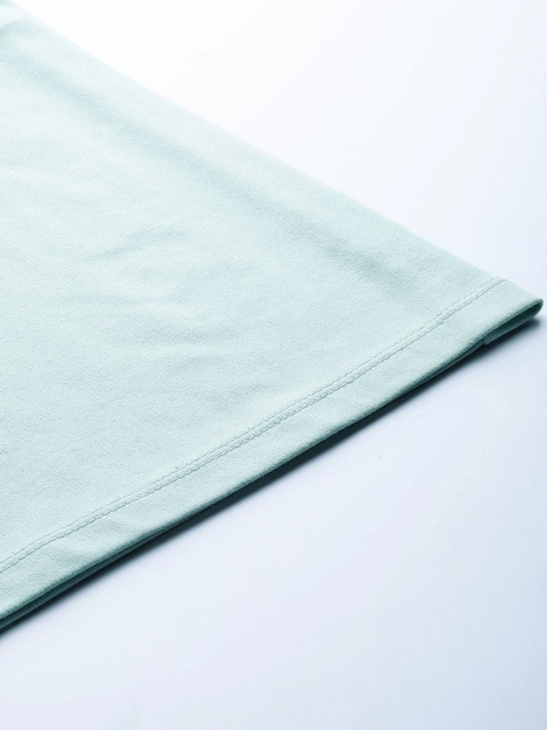 Women's Sea Green Terry Wide Leg Drawstring Pants