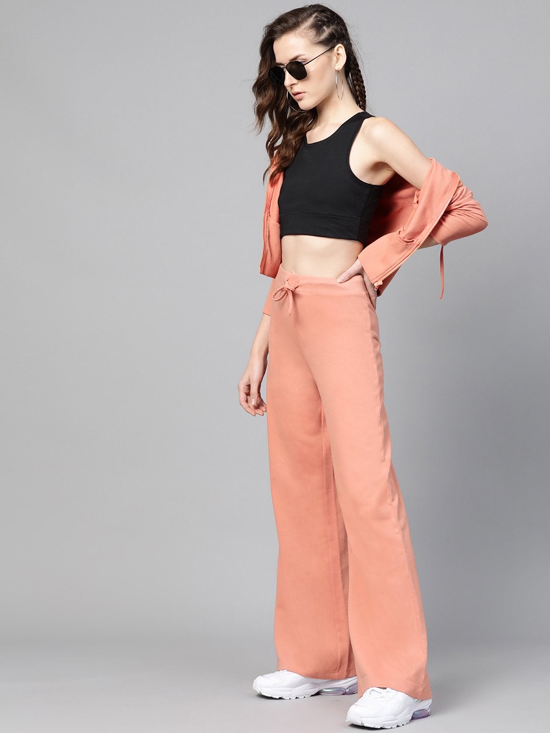 Women's Peach Terry Wide Leg Drawstring Pants - SASSAFRAS