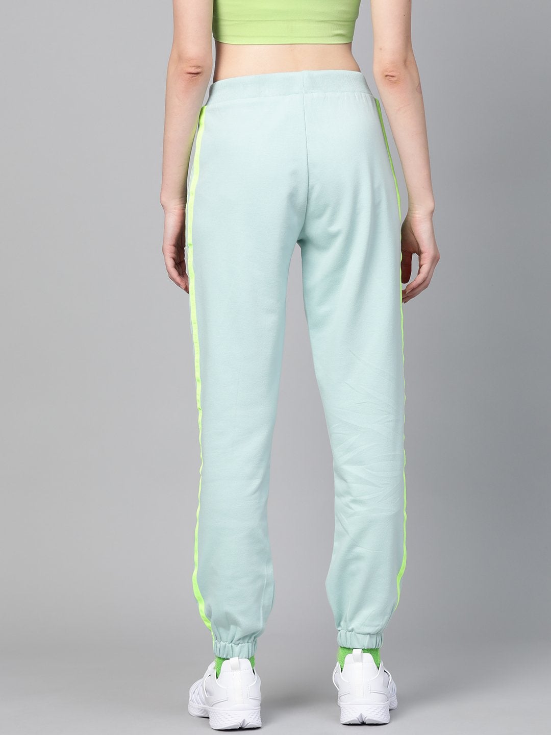 Women's Sea Green Terry Contrast Side Tape Jogger - SASSAFRAS