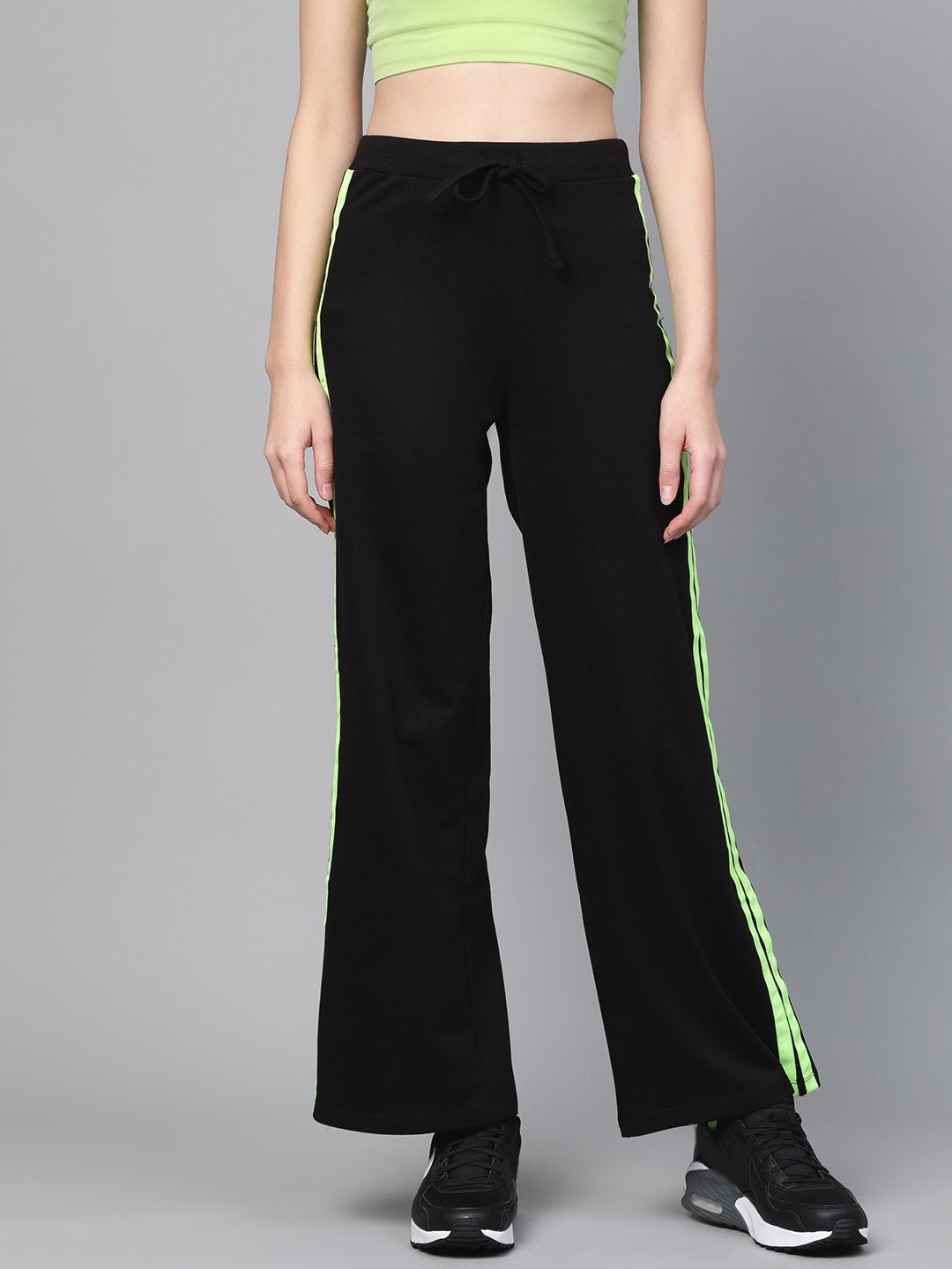 Women's Black Terry Side Tape Drawstring Pants - SASSAFRAS