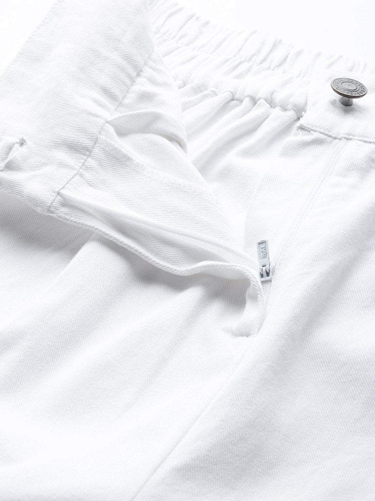 Women's White Twill Wide Leg Pants