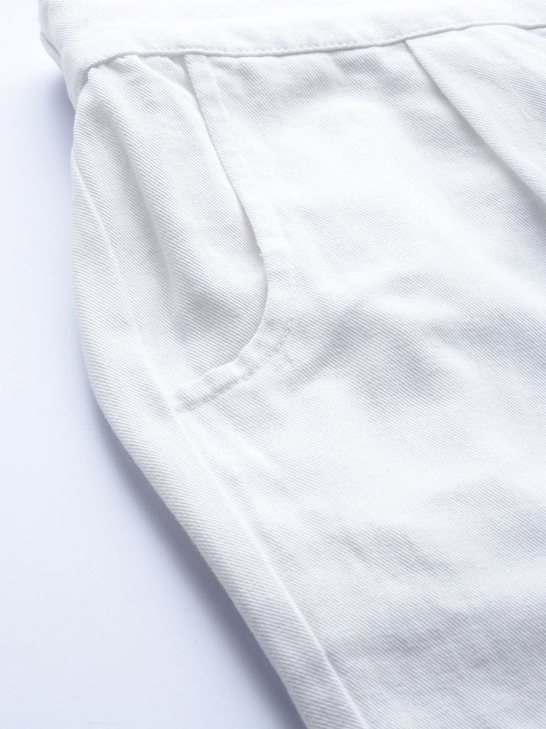 Women's White Twill Wide Leg Pants