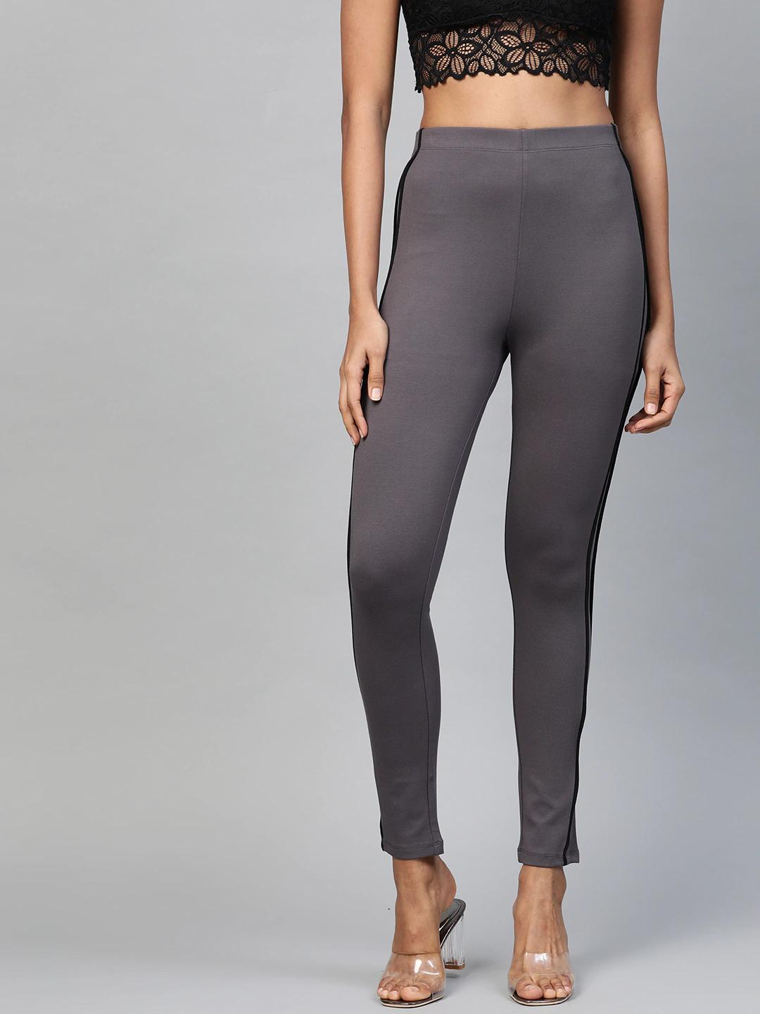 Women's Grey Double Piping Detail Jeggings - SASSAFRAS