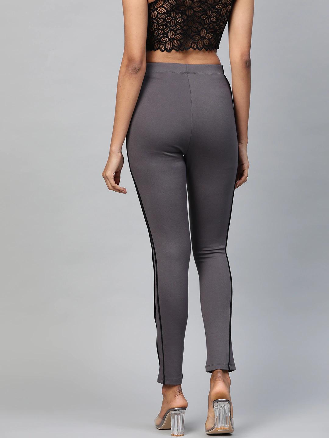 Women's Grey Double Piping Detail Jeggings - SASSAFRAS