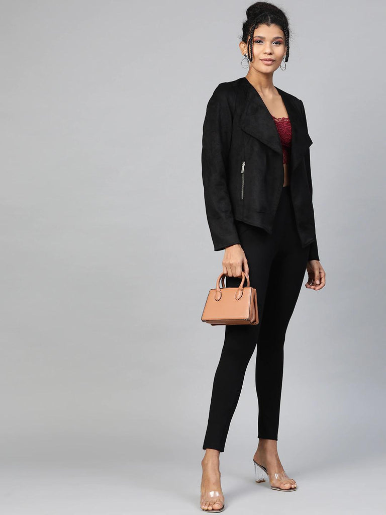 Women's Black Zipper-At-Hem Jeggings
