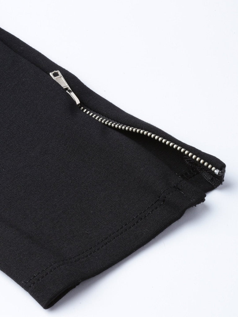 Women's Black Zipper-At-Hem Jeggings