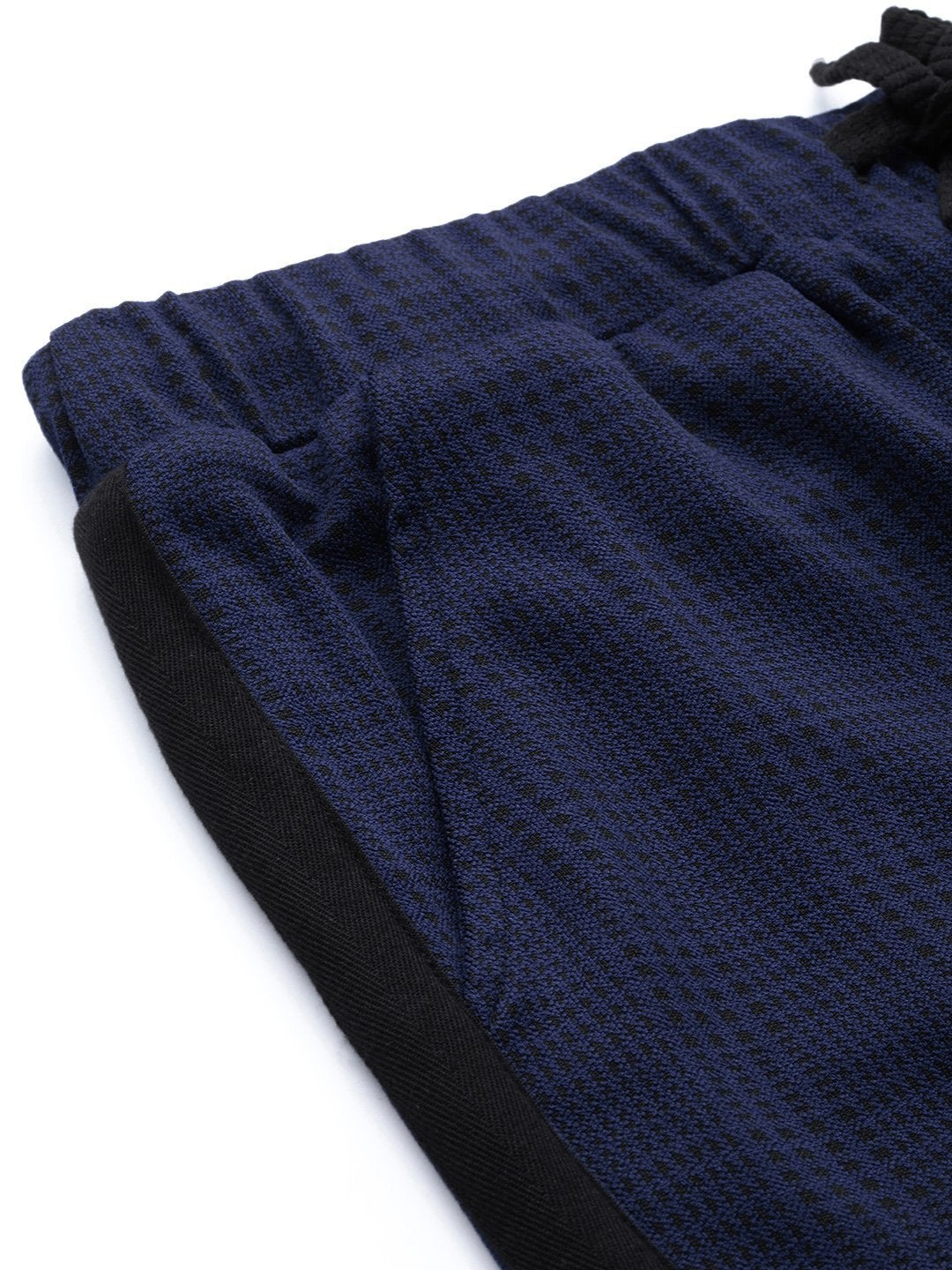 Women's Navy Check Side Tape Jacquard Pants - SASSAFRAS