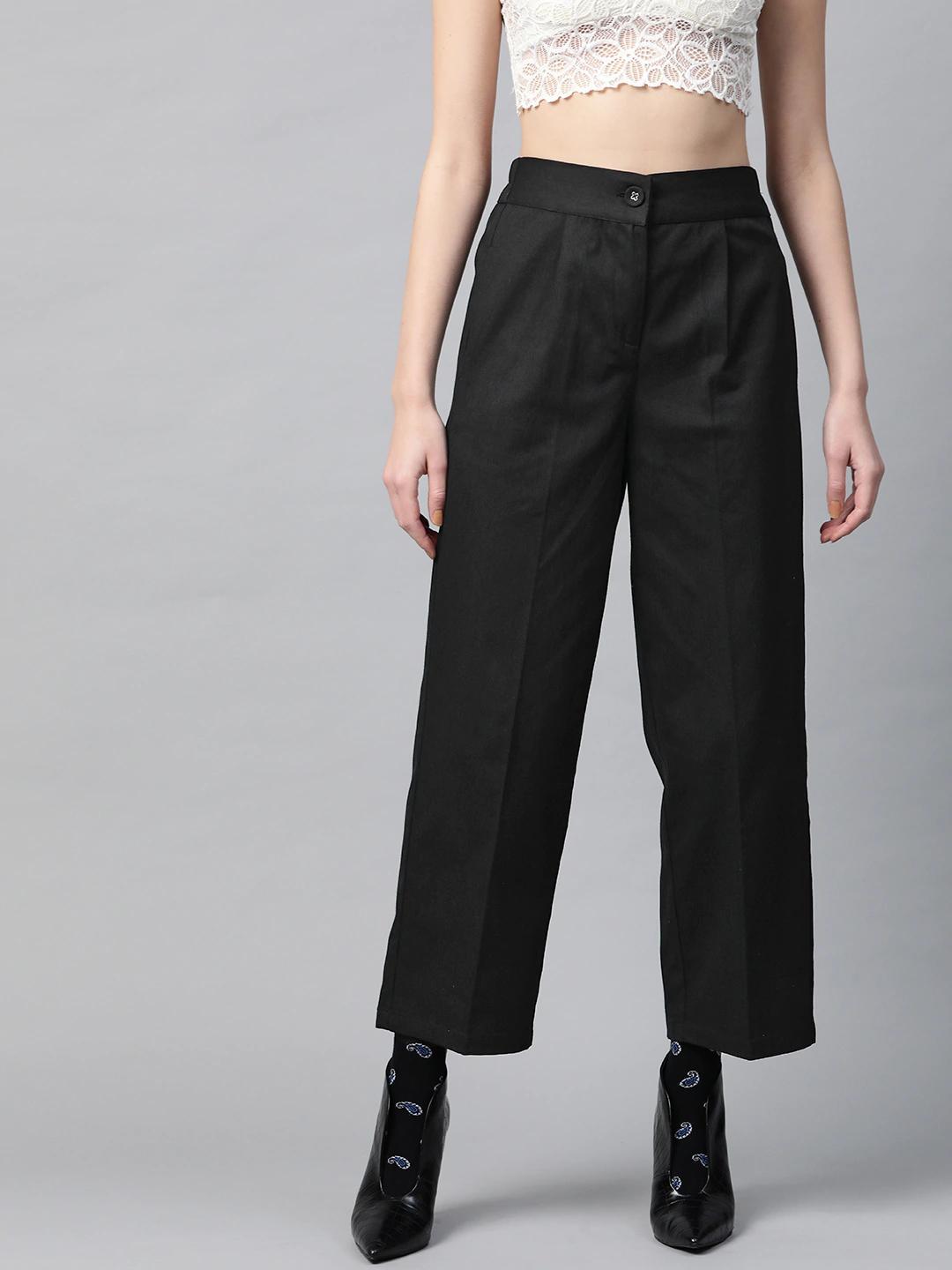 Women's Black Twill Tapered Pants - SASSAFRAS