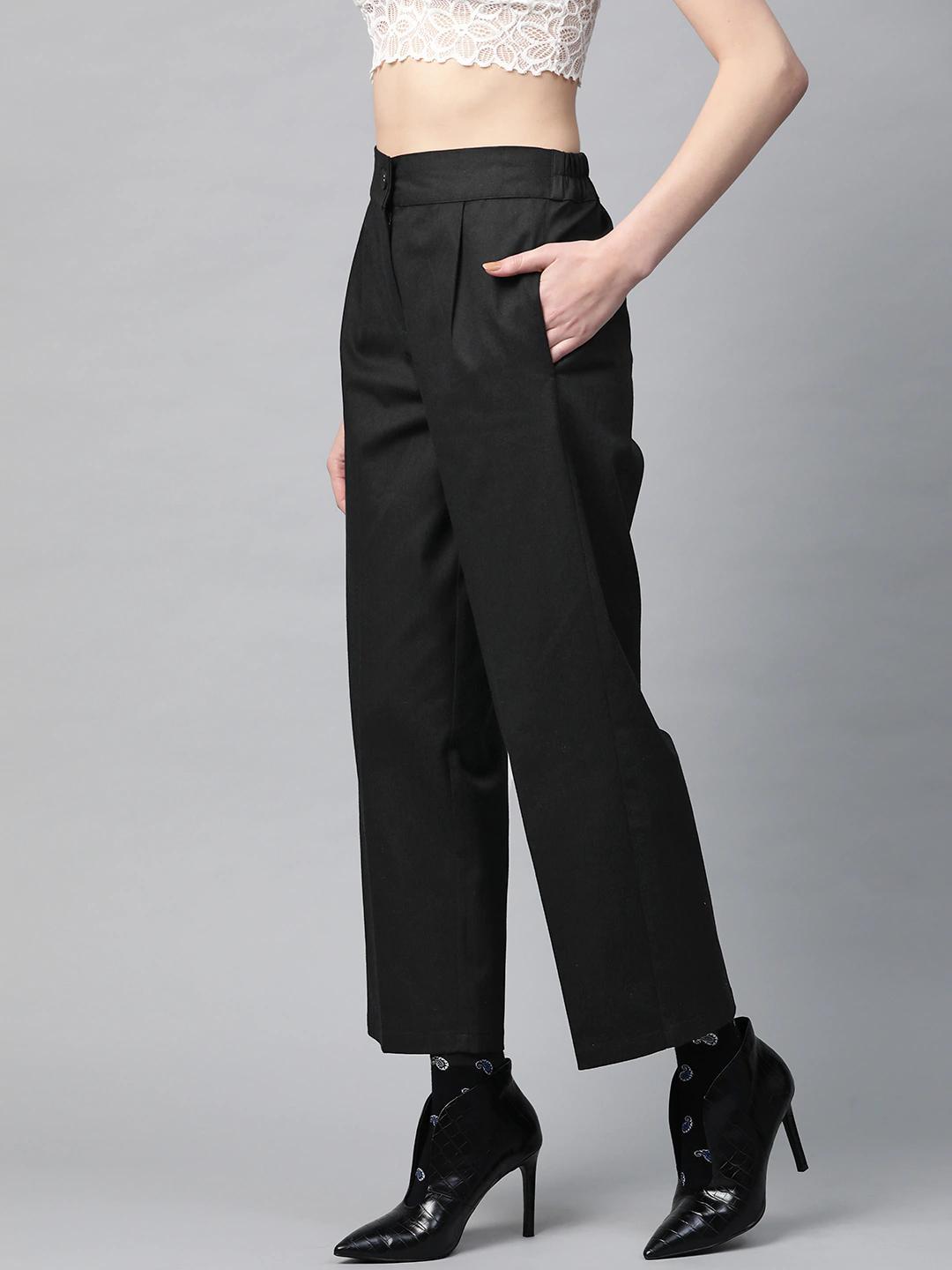 Women's Black Twill Tapered Pants - SASSAFRAS