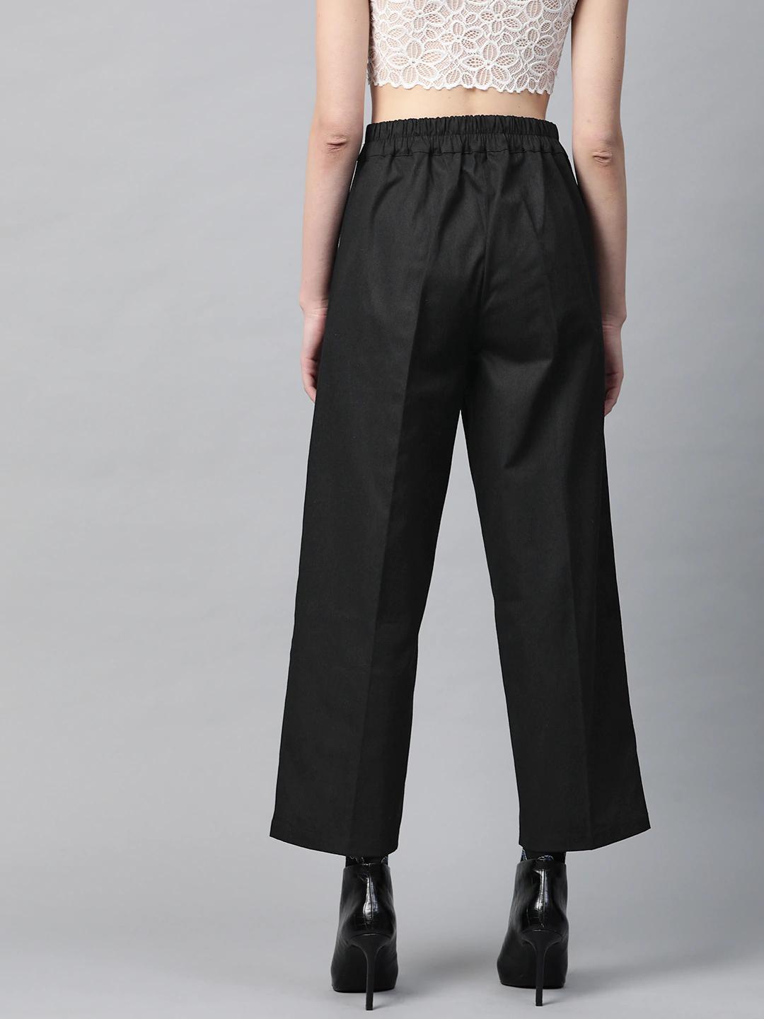 Women's Black Twill Tapered Pants - SASSAFRAS