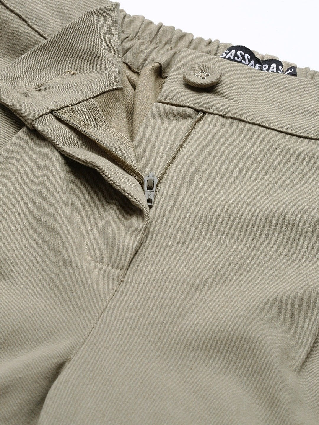 Women's Beige Twill Tapered Pants - SASSAFRAS