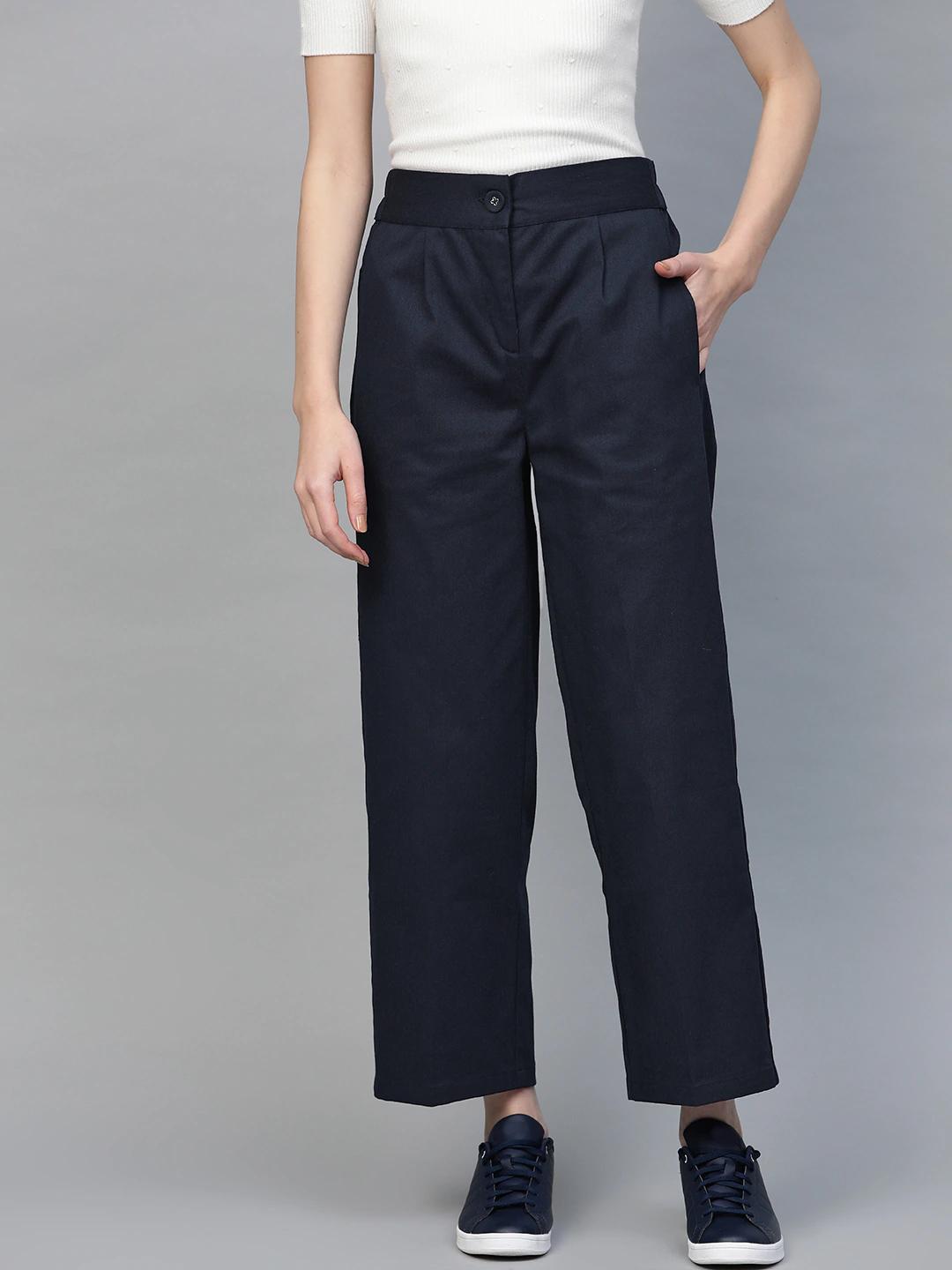 Women's Navy Twill Tapered Pants - SASSAFRAS